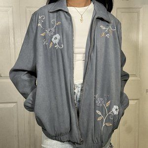 Vintage Embroidered Bomber Jacket
